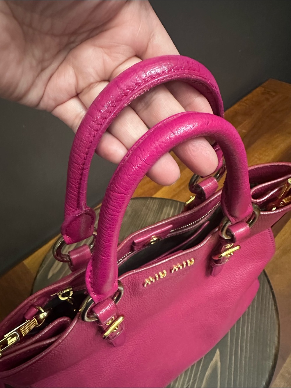 Miu Miu Pink Madras Leather Tote / Crossbody Bag - Picture 3 of 14